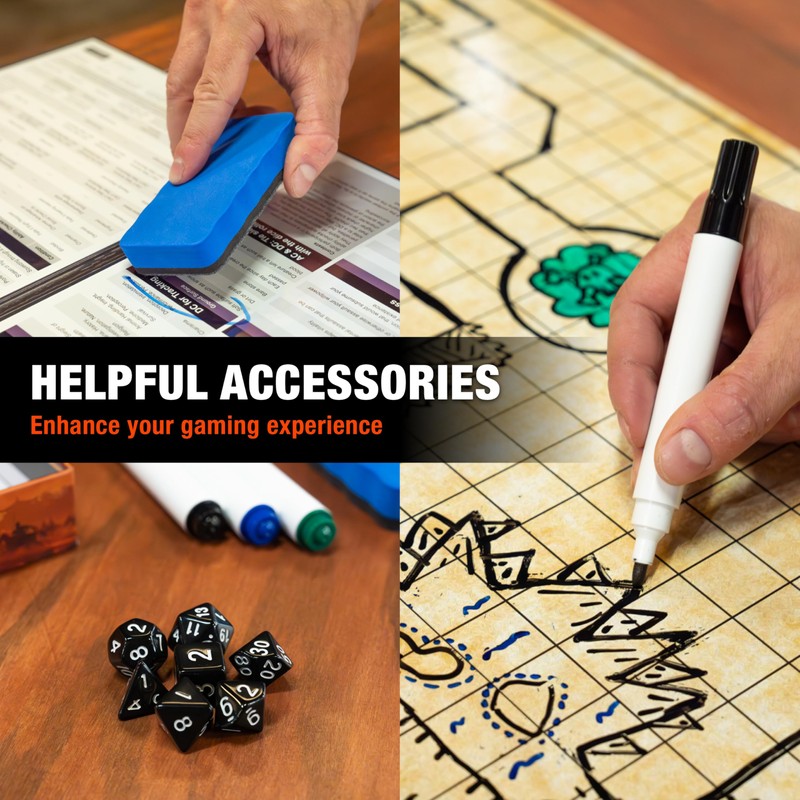 TIDYBOSS 23"x27" Dungeons and Dragons Foldable Battle Mat D&D Starter