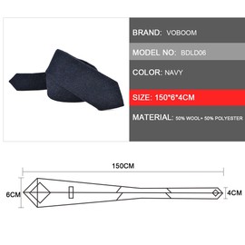 VOBOOM Mens Necktie Skinny Tweed Pattern Woolen Neck Tie (06 Navy)