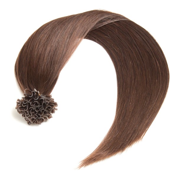 Dark Brown Bonding Extensions 100% Remy Human Hair - 300 x 0.5 g 45 cm Straight Strands - Long Hair with Keratin Bondings U-Tip as Hair Extension and Hair Thickening in Colour 2# Dark Brown