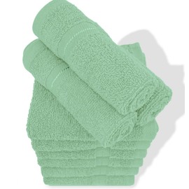 CASABELLA Premium Quality 12 Sea Foam Face Towels (30x30CM) Highly Absorbent Wash Cloth set, 100% Combed Cotton 650 GSM Fingertip Towels soft Flannel Face Cloths 12 Sea Foam Face Towel