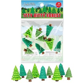 Accoutrements Itty Bitty Forest Trees 9 Piece Set - Miniature Trees for Creating Enchanting Landscapes - Soft Vinyl, Self-Standing, 3 Styles, 3 Colors from Archie McPhee