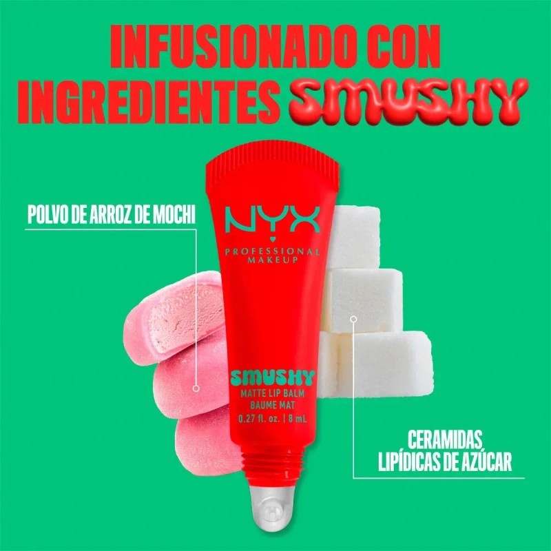NYX Professional Makeup, Smushy Bálsamo de Labios Matte, 8ml