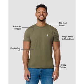 INTO THE AM Men's Fitted Crew Neck Logo Basic Tees - Modern Fit Fresh Classic Short Sleeve T-Shirts for Men (Olive Green, Small)