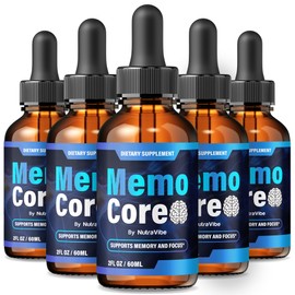 (5 Pack) Memo Core – Memo Core Drops Memory Support with Natural Liquid Blend in a Convenient Dropper | Daily MemoCore Vitamins for Focus, Clarity & Sharpness | Easy-to-Use Dropper (150 Servings)