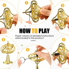 meekoo 2 Paquetes Juguetes Giroscopio Giroscopio Antigravedad de Metal Giroscopio Superior de Precisión Colorido para Niños Navidad Regalo Educativo (Oro)