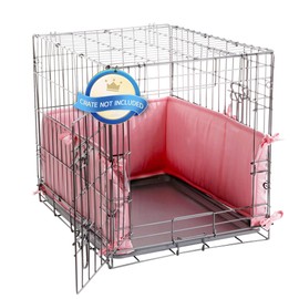 Hombys Dog Crate Bumper with Ties - Soft Crate Accessory -Kennel Cover - Training Pads for Front Door Crates, 24"x18", Pink