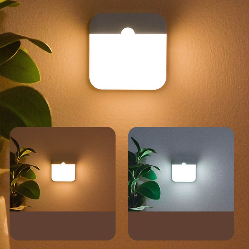 Motion Sensor Dimmable Night Light Two Colors Bedside Induction Lamp