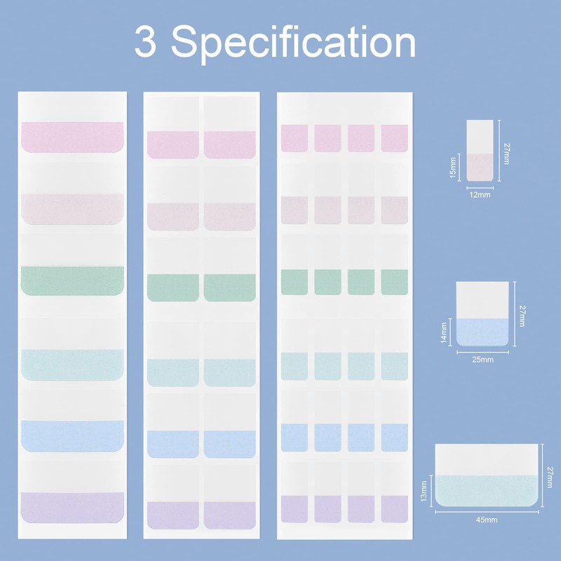 AVECMOI 420 Pieces Sticky Index Tabs, 3 Sizes Bright Colour