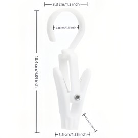 10-Pack Heavy Duty Swivel Clothes Pins - 360° Rotating Hooks for Laundry, Beach Towels, Curtains, Rustproof Stainless Steel Spring, Non-Slip Grip (4.3", White)