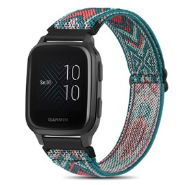 Elastic Watch Straps Compatible with Garmin Venu/Garmin Venu Sq/Garmin Venu Sq 2/Garmin Venu 2 Plus, Adjustable Soft Elastic Stretch Breathable Strap for Garmin Venu SQ Music (Doublemint.)