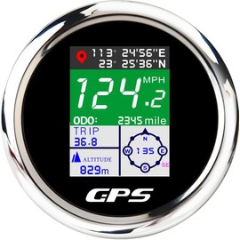 MAIMEIMI GPS Speedometer 85mm 3-3/8" Digital Boat GPS Speedometer Gauge Waterproof MPH Knots Km/h Adjustable for Car Marine Truck Motorcycle 9-32V (Black)