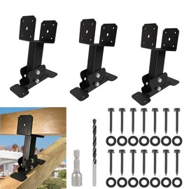 PUXILEM 3pcs Adjustable Angle Pergola Brackets Heavy Duty Roof Riser Beam Bracket,Fits 4×4 and 4×6 Wood Beams，Applied to Patio Pergola Gazebo