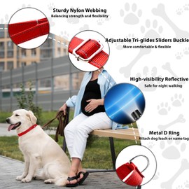 Seyezo Martingale Dog Collar, Slip Martingale Collar for Dogs with No Buckle, Reflective Pet Trainning Collar for Small Medium Large Dog, Adjustable Heavy Duty Nylon No Pull Slip Collar, M, Red