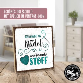 TypeStoff HS-01231 Wooden Sign with Saying - Sewing - Vintage Look with Quote as Gift and Decoration on Hobby and Sewing Room