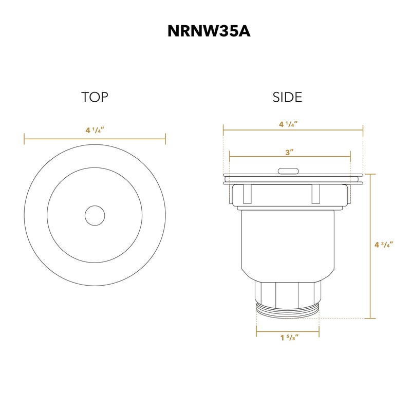 Whitehaus NRNW35A-SS 3-1/2-Inch Basket Strainer with Deep Removable Basket, Stainless