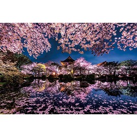 Ingooood- Jigsaw Puzzles 1000 Pieces for Adult- Tranquil Series- Cherry Blossoms on The Lake_IG-1168 Entertainment Wooden Puzzles Toys