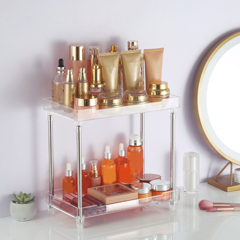 Makeup Organizer Rack Detachable Cosmetic Storage Shelf with Clear Acrylic