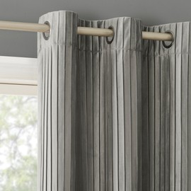 Sun Zero Scarlett 2-Pack Pleated Velvet Noise Reducing Blackout Grommet Curtain Panel Pair, 40" x 96", Gray