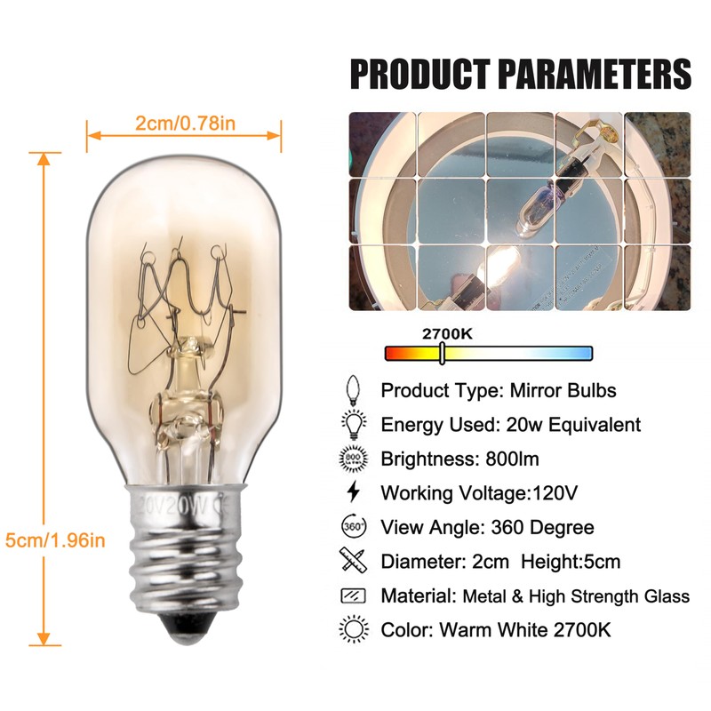 ZTTM 20W, 120V Incandescent Bulb Replacement, Suitable for Conair RP34B