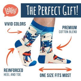 Don't Worry, Ski Happy - Funny Skiing Socks Gift For Skiers & Winter Sports Lovers - Unisex for Men & Women, One Size