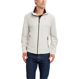 Nautica Casual Lightweight Full Zip Windbreaker-Weather Resistant Golf Jacket for Men (S-XXL), Stone, Medium