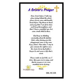 Gifts by Lulee, LLC Saint Christopher a Drivers Prayer Blessed Laminated Italian Holy card with Gold Accents