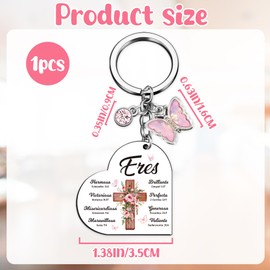 Spanish Christian Keychains Gifts for Women - Inspirational Bible Verse Keyrings for Girls, Religious Spiritual Heart Present Cross Jewellery for Baptism Prayers Confirmation Stuff
