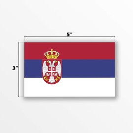 JMM Industries Serbia Flag Vinyl Decal Sticker Република Србија Serbian Car Window Bumper 2-Pack 5-Inches by 3-Inches Premium Quality UV-Resistant Laminate PDS527