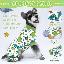 XPUDAC 4 Pack Dog Pajamas Comfy Strechy Doggie Pjs Puppy Clothes for Small Medium Dogs Boy Girl Cat Pet Outfits, L