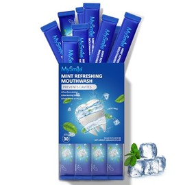 MySmile Mouthwash Alcohol Free, Mouth Wash for Adults, Travel Mouthwash, Oral Rinse Helps Kill 99% of Bad Breath Germs, Prevents Cavities, Fluoride Free, Fresh Mint, 30 Uses