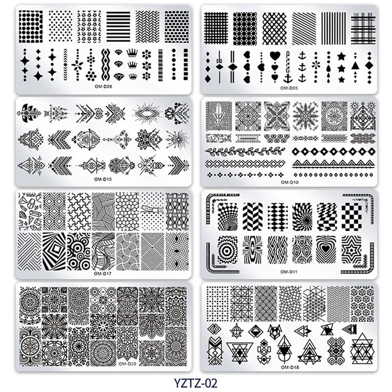10Pcs/Set Nail Stamping Plates with Silicone Clear Stamper Scraper Flowers