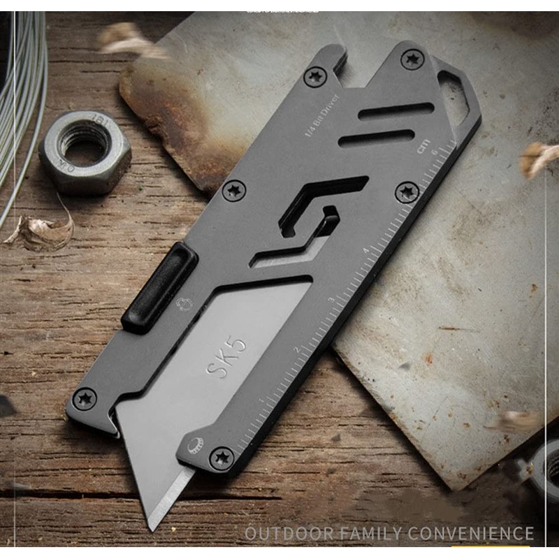 KUNSON Stainless Steel Keychain Utility Knife, Portable Pocket Retractable Box