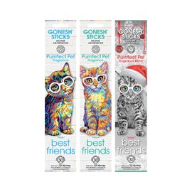 Gonesh Best Friends Purrrfect Pet Collection - Incense Sticks Variety Pack - Non-Toxic 10” Slow Burn Aromatic Sticks - Willow, Molly and Dexter - 3 Pack, 30 Each