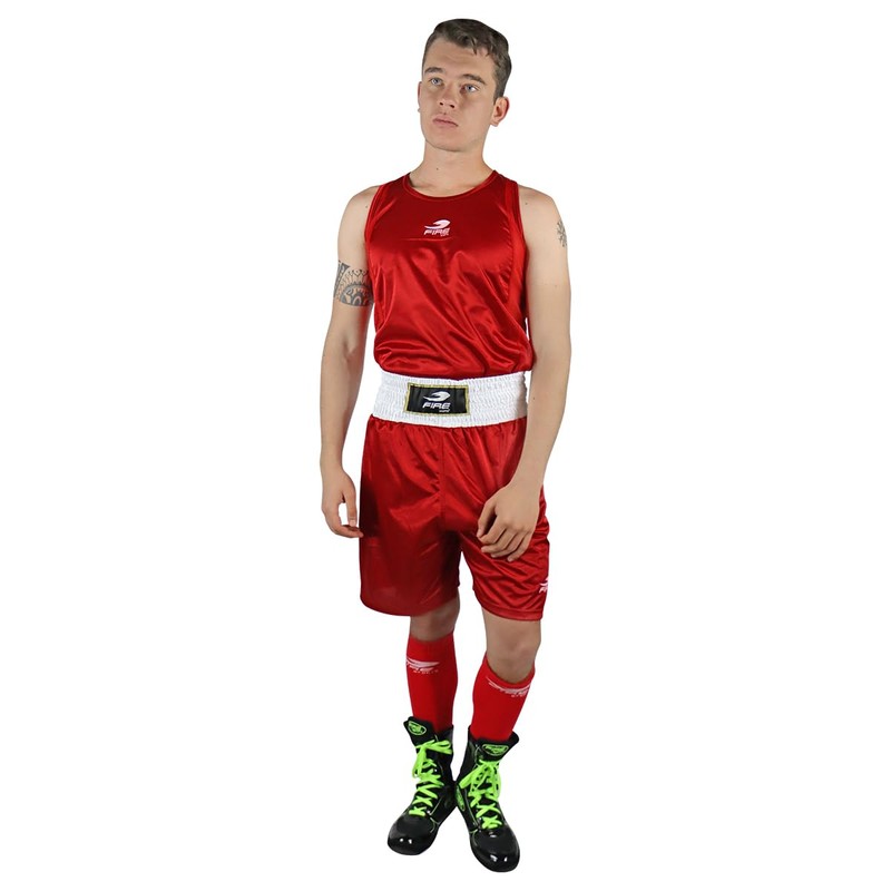 FIRE SPORTS Uniforme Oficial Rojo Box Olímpico Varonil (Rojo, Chico)