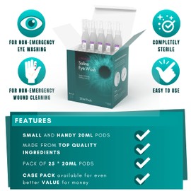 The Labsales Company I-Wash Pods - The Premium Eye Wash Pods for Most Minor Eye Irritations, Sterile Saline Solution 0.9% PH EUR, Pack of 25 x 20ml Pods (Pack of 1)