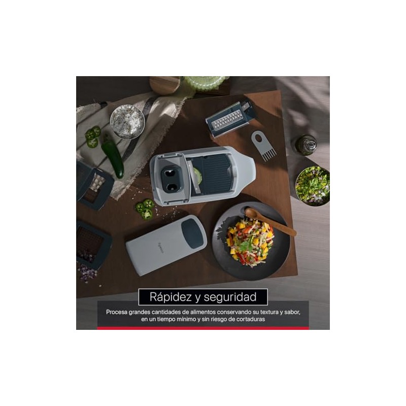 Cookify Rallador y Cortador de Verduras Mandolina 8 Cuchillas Gris
