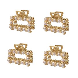 4Pcs Pearl Hair Claw Clips,Hair Clip Claw Pearl Clips,Fancy Vintage Pearl Hair Clip,Elegant French Style Pearl Hair Claw Clip,Nonslip Hair Clip Claw Barrette,Metal Hair Claw Pearl Hair Claw Hair Clips