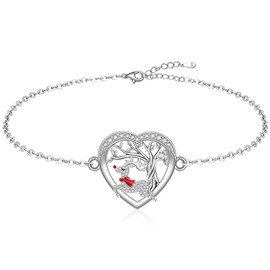 Christmas Bracelet Reindeer Bracelet for Women Tree of Life Bracelets 925 Sterling Silver Red Reindeer Jewelry Xmas Birthday Holiday Gifts