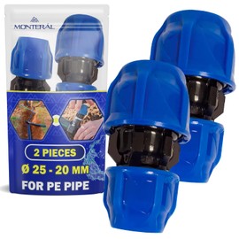 Reducing Clamp Connectors Diameter 25 mm x 20 mm Polypropylene Polypropylene Sleeve for Connecting Polyethylene PE Pipe - Pack of 2 MONTERAL