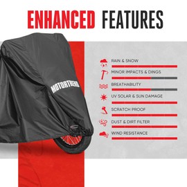 Motor Trend SportsFlex All Weather Waterproof Motorcycle Cover Breathable Durable Protection