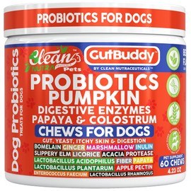 Gut Health Probiotics for Dogs + Pumpkin Colostrum Digestive Enzymes Ginger Slippery Elm Licorice Inulin Fiber Soft Chews Dog Probiotic Beef Flavor Digestion Supplement Treat Bites Large & Small Pets