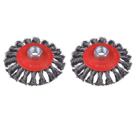 WENORA Wire Wheel for 4 1/2 Angle Grinder, 2 Pack 4 Inch Twist Knotted Wire Wheel for Grinders, with 5/8 Inch-11 Threaded Arbor, Angle Grinder Wire Wheel for Heavy&Light Duty Work