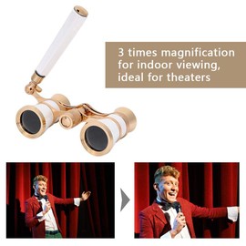 Fernglas für die Oper, 3X25 Opernbrille mit zentralem Fokus FernglasTheaterbrille mit BAK-7 Prisma & Griff für Erwachsene Kinder Frauen im Konzerttheater Oper(Weißes Gold)