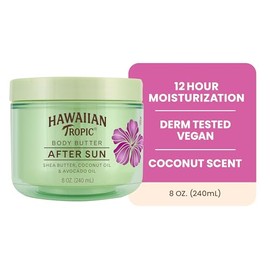 Hawaiian Tropic After Sun - Mantequilla corporal con aceite de coco, 8 oz, loción After Sun, loción corporal hidratante, hidratante After Sun, mantequ