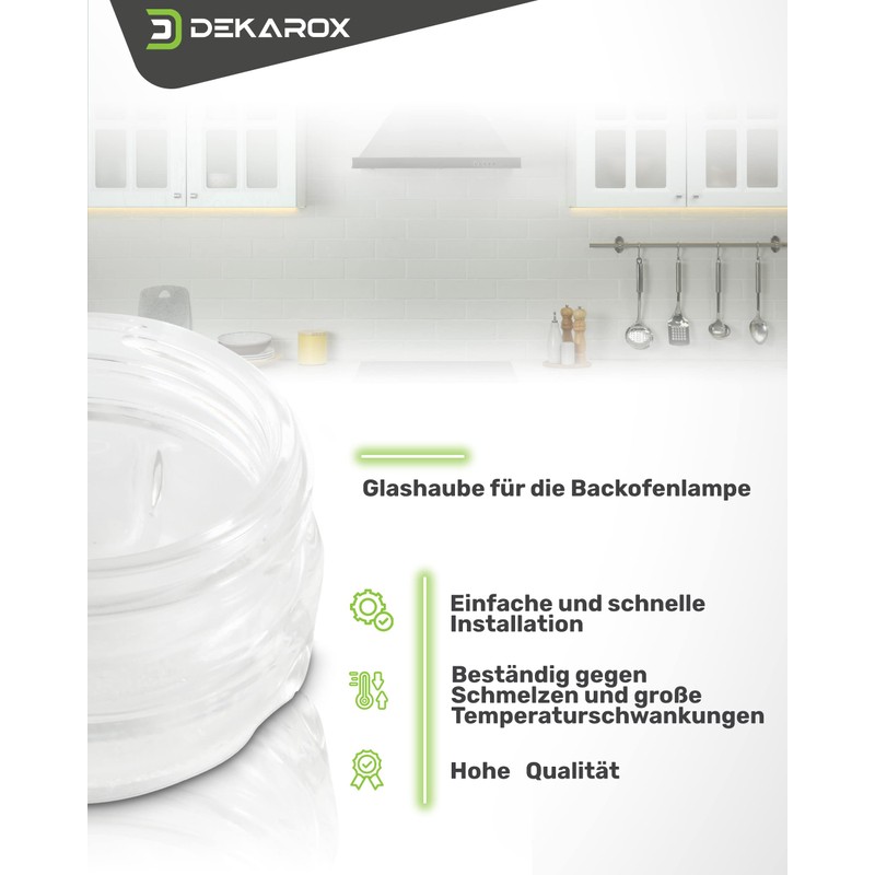 DEKAROX Lamp Cover Dome 68 mm Diameter Glass for Bosch