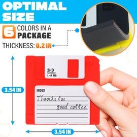6 Pcs Silicone Floppy Disk Coaster - 6 Bright Colors Pack of 3.54x3.54x0.2 Funny Coasters for Adults Made of Durable, Flexible, Waterproof Suited for Marker Inscriptions - Cute 90s Nostalgia Gifts