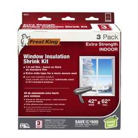 Frost King V83/3 Heavy Duty Shrink Window Kit for Standard Size Windows with 3 Sheets (3 Pack), 42" x 62"