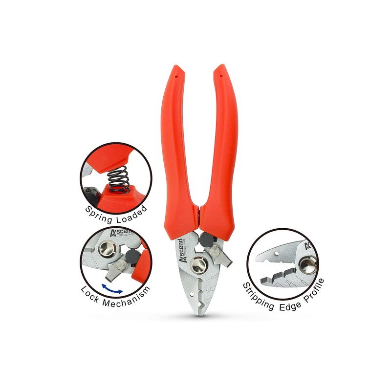 Ascend Tools 5.5 inch Three Hole Fiber Optic Stripper for