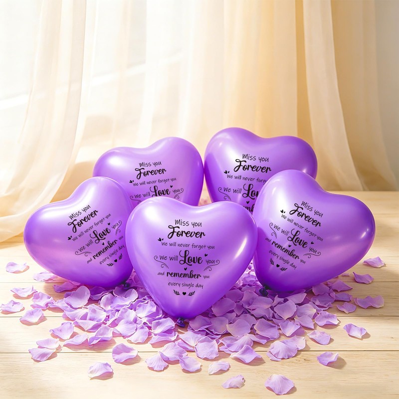 XLSXEXCL 60 Pcs Memorial Balloons 10 Inch Heart Shape Latex