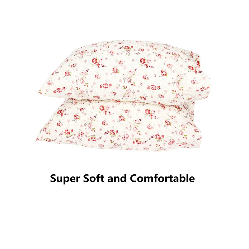 Floral Pillow Cases Queen 2 Pack, 100% Cotton Pillow Covers